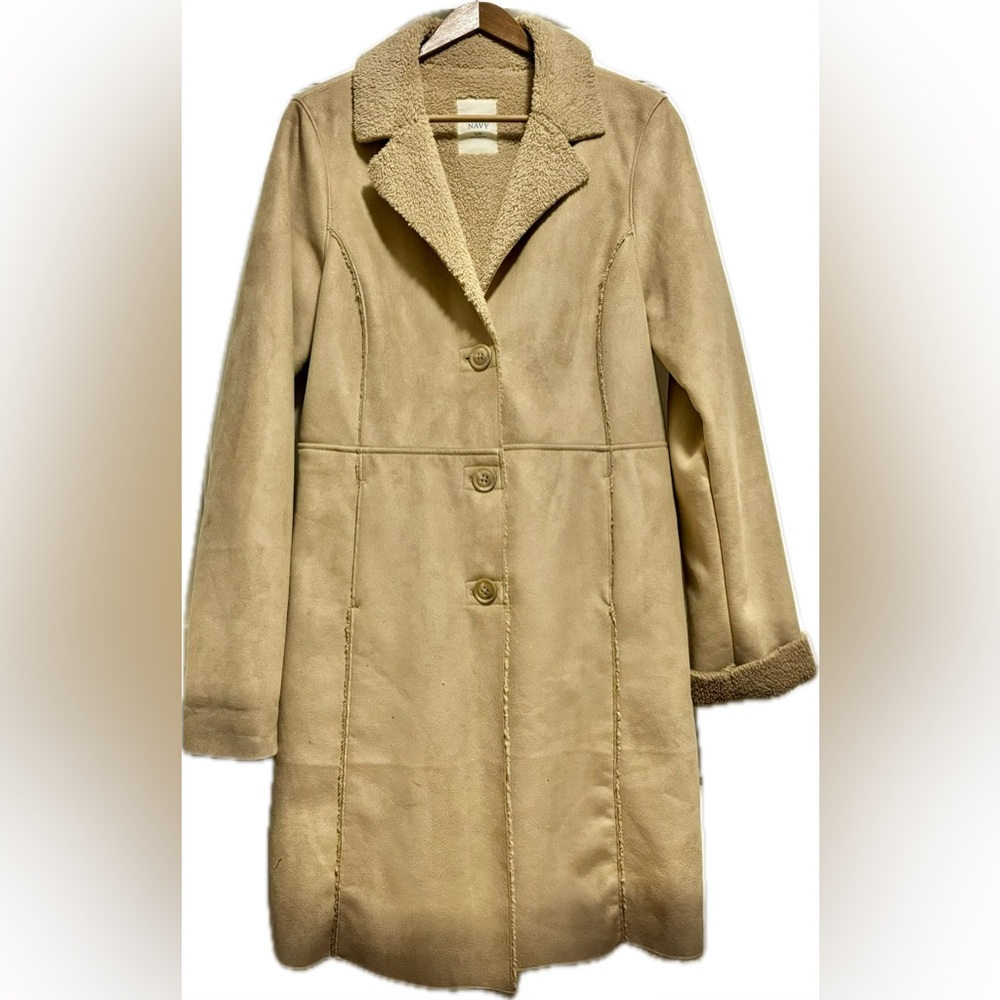 Tan Faux Suede & Shearling Coat